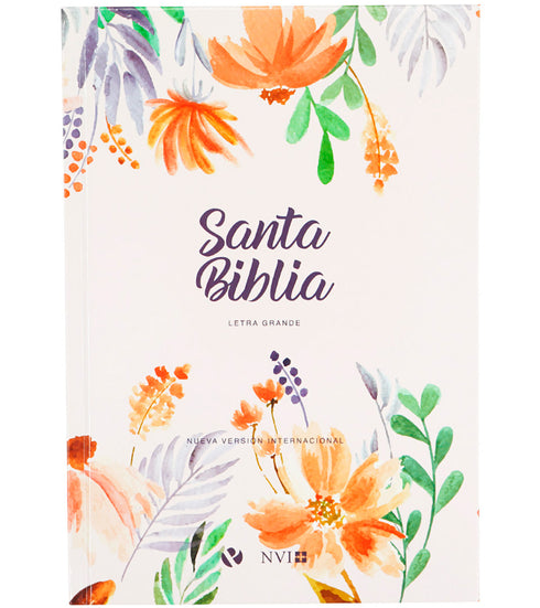 Biblia NVI Letra Grande / Tapa Dura Flores Rosa