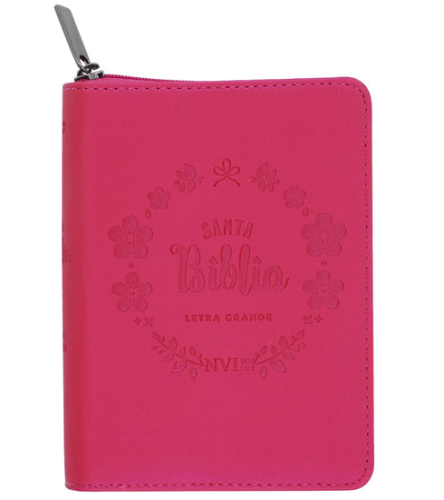 Biblia NVI Letra Grande, Tamaño Bolsillo – Zipper (cierre)- Fucsia Tornasolado