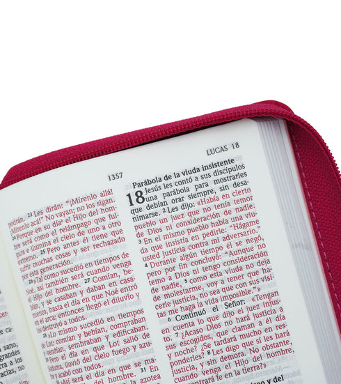 Biblia NVI Letra Grande, Tamaño Bolsillo – Zipper (cierre)- Fucsia Tornasolado