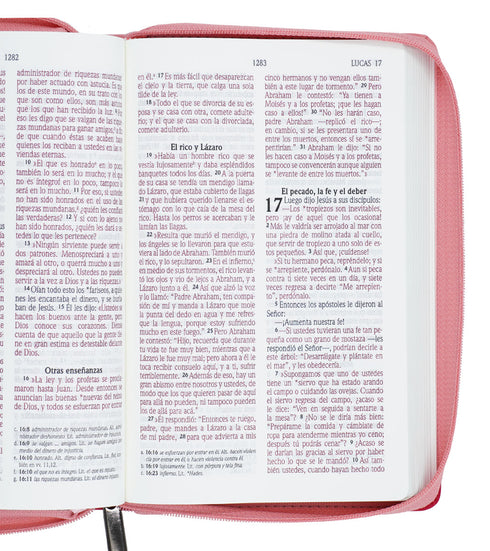 Biblia - Letra Grande - Rosa/Fucsia - Con cierre (Zipper)