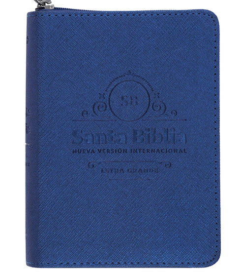 Biblia NVI Letra Grande, Tamaño Bolsillo – Zipper (cierre)- Azul Metalizado