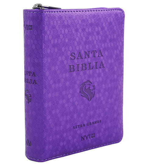 Biblia NVI Letra Grande, Tamaño Bolsillo – Zipper (cierre)- Panal Violeta