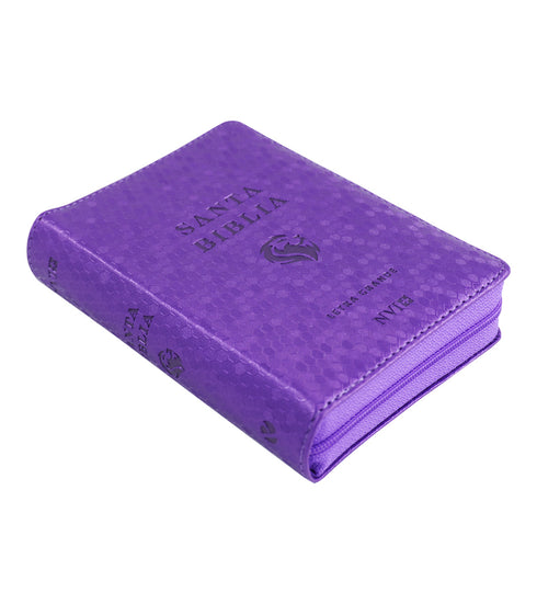 Biblia NVI Letra Grande, Tamaño Bolsillo – Zipper (cierre)- Panal Violeta