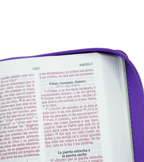 Biblia NVI Letra Grande, Tamaño Bolsillo – Zipper (cierre)- Panal Violeta