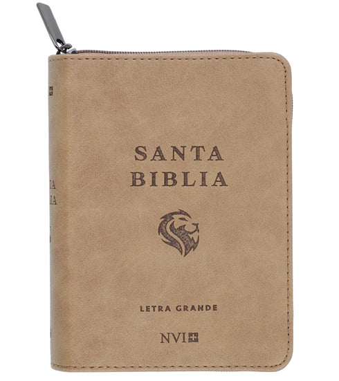 Biblia NVI Letra Grande, Tamaño Bolsillo – Zipper (cierre)- Marron claro