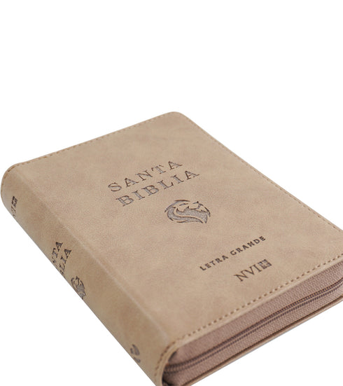 Biblia NVI Letra Grande, Tamaño Bolsillo – Zipper (cierre)- Marron claro