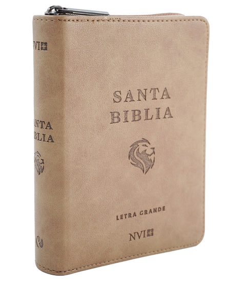 Biblia NVI Letra Grande, Tamaño Bolsillo – Zipper (cierre)- Marron claro