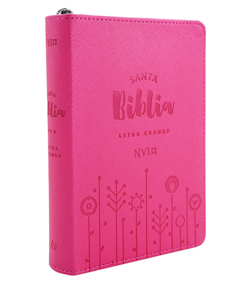 Biblia -Nvi - Con cierre - Letra grande - Compacta - Fucsia