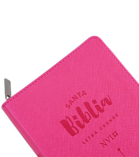 Biblia -Nvi - Con cierre - Letra grande - Compacta - Fucsia
